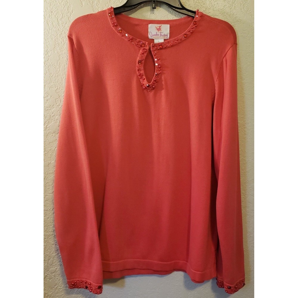 Quacker Factory Coral Crew Neck Sweater